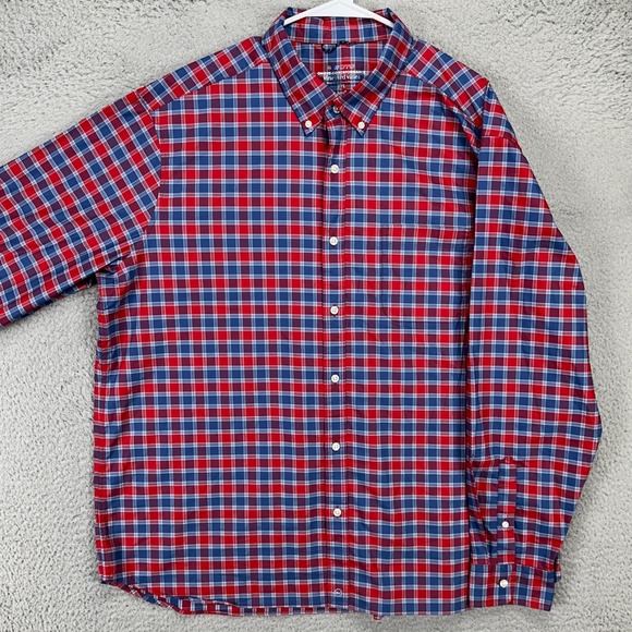 Vineyard Vines On The Go Performance Mens Brrr Button Down Shirt 2XL Blue Plaid